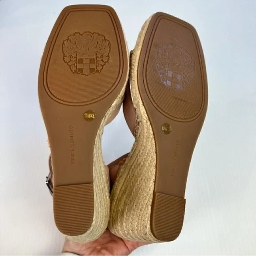 VINCE CAMUTO WOMENS MEEHAN TAN ESPADRILLE WEDGE SANDAL SIZE 10M